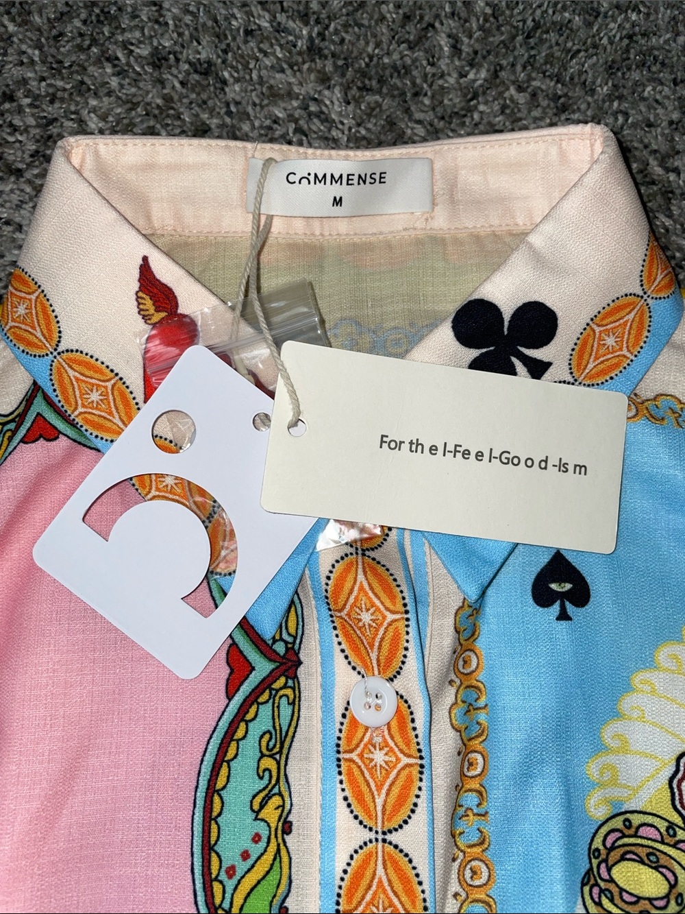 NWT Commense Multicolor Card-Suit Button Front Shirt Dress. Size M. - Picture 3 of 4